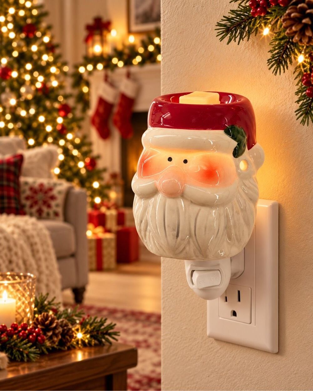 Santa Christmas Plug In Wax Fragrance Warmer Christmas House New in Box